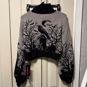 ROMWE Black and Gray Gothic Turtleneck Sweater